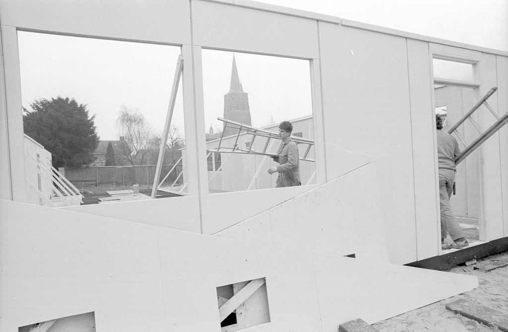 Bouw van bibliotheek De Hoorn in Loon op Zand. 1988 Fotograaf Persbureau Van Eijndhoven
