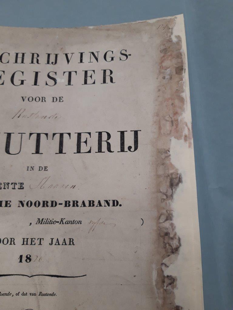 Aangevezeld papier in de militieregisters van Haaren