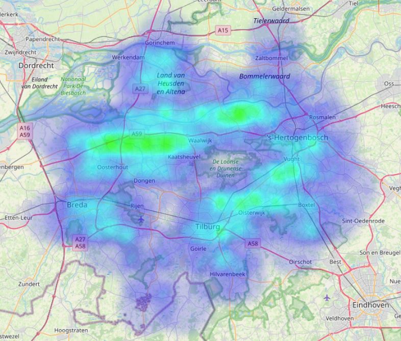 Geozoeken heatmap