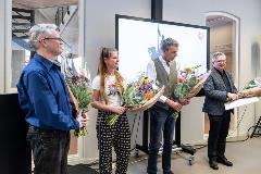 Lanciersprijs2019. De shortlist: vlnr. Pieter Tops, Erik-Jan Broers, Lenneke Willemstein en Jorgen Janssens. Foto: William van der Voort