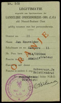 Legitimatiebewijs LO, Knuvelder - Archief 332, collectie Regionaal Archief Tilburg
