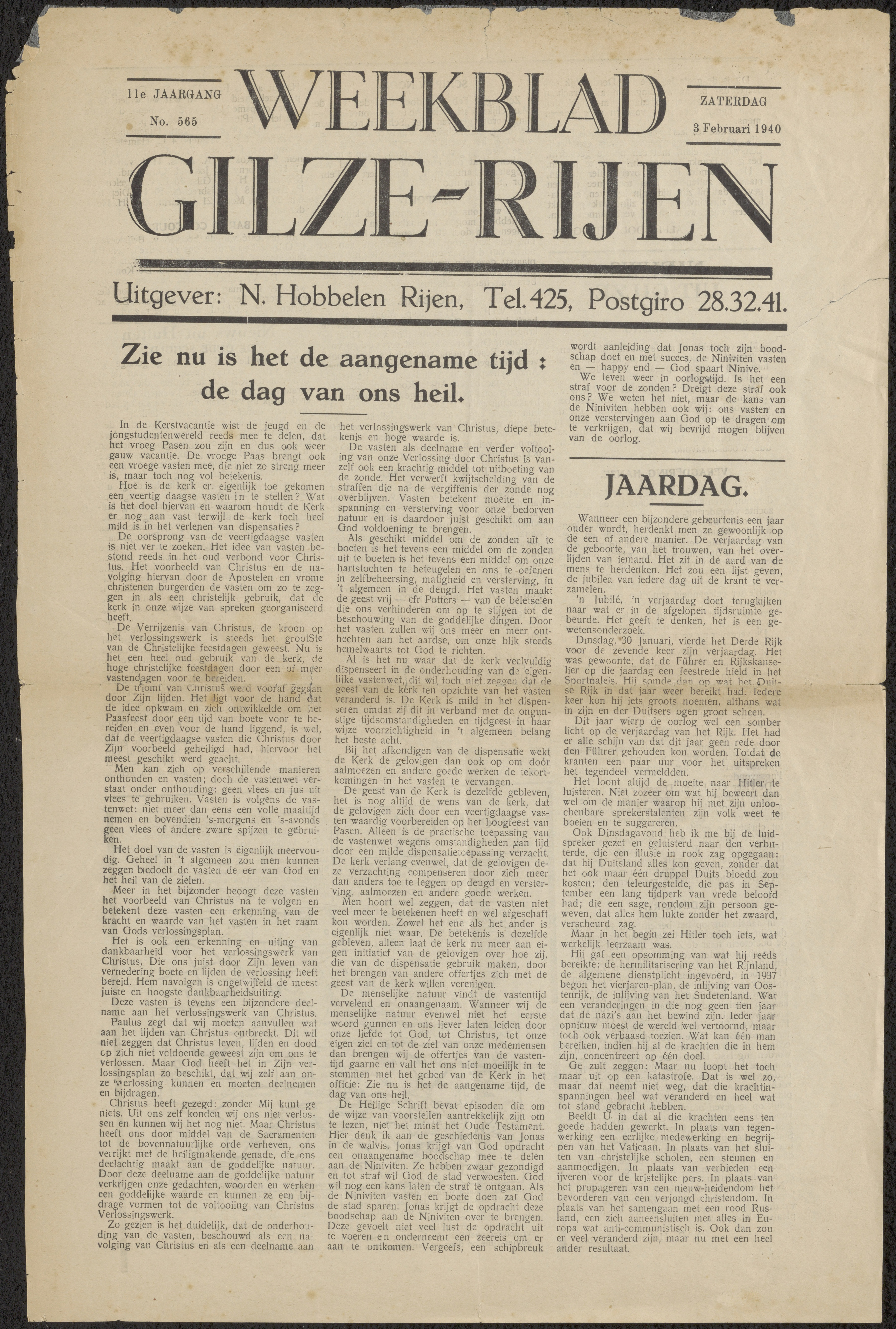 Weekblad Gilze Rijen 1940